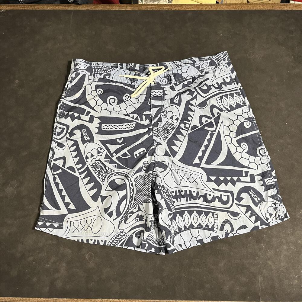 Polo Sport Ralph Lauren Swim Trunks Mens Large Blue Tribal Surf Vintage 90s